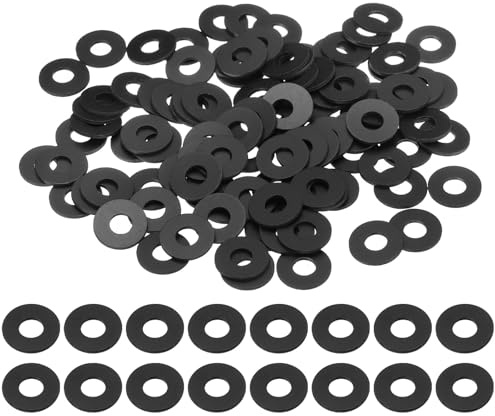 QUARKZMAN 120 Pcs Rondelles Plates PVC M5 5mm ID 12mm OD 1mm Épaisseur Noir | Grommets Joints En Plastique Fixation Joint D'Étanchéité Espaceur Anneau De Joint Rondelles Pour Tuyau D'Eau
