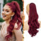 BARSDAR Wellige Pferdeschwanz Haarteil Burgunderrot mit Kordelzug, 50cm Synthetik Comb Clip in Ponytail Extension für Frauen Natürliche Lockige Pferdeschwanz Haarverlängerung Zopf Haarteile