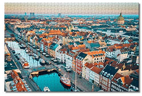 Dänemark Kopenhagen Puzzle für Erwachsene und Kinder, 1000 Teile, Puzzlespiel als Geschenk, Heimdekoration, besondere Reisesouvenirs, 26 x 38 cm