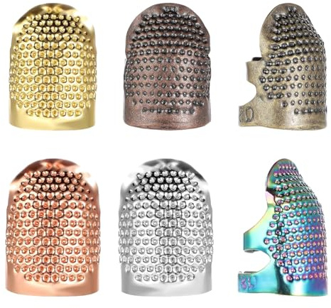 CYXZMYA 6 Stück Fingerhut Einstellbare Fingerhut Nähen,Sewing Thimble Ring Fingerhut zum Nähen,Einstellbares Fingerspitzen-Protektor Set,für DIY Nähwerkzeuge zum Nähen Stickerei Handarbeiten