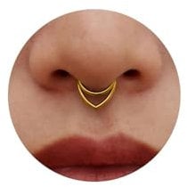 LunarCharm 2 Stück Golden Gestapelter Septumring, 16G Creolen, 316L Stainless Steel, 12mm Klapp-Septum-Clicker, Nasenring-Piercing, Körper Piercing Lippenringe