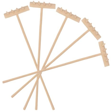 minkissy 5PCS Mini Rake Set for Zen Sand Tray Small Wooden Rakes for Desktop Zen Garden Accessories for Sand Table Crafts and Relaxation