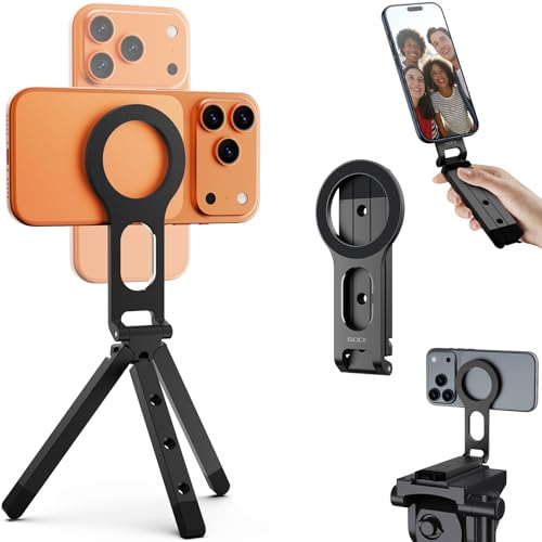 SODI Trípode Magnético de Bolsillo para Móvil con Imán N52, Trípode Plegable 3 en 1 para Smartphone, para Vlogs/Gimnasio/Viajes, Rotación 360°, Compatible con iPhone 17/16/15/14/13/12 y Android