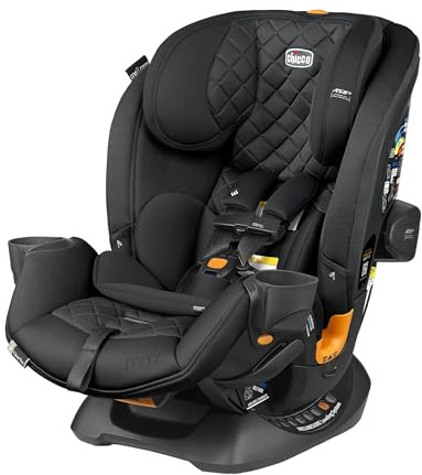Chicco OneFit Max ClearTex All-in-One Car Seat with LeverLock Installation, Slim Design, Convertible Car Seat, Seat for Infants and Children 5-100 lbs, Energy/Black