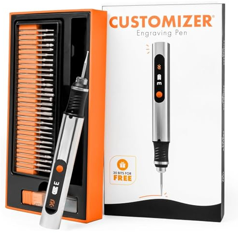 Resparked Cordless Rechargeable Engraving Pen - 50+ Surfaces Compatible, 30 Free Bits & Mastery Guide Included, Beginner-Friendly for Artists & DIY Enthusiasts