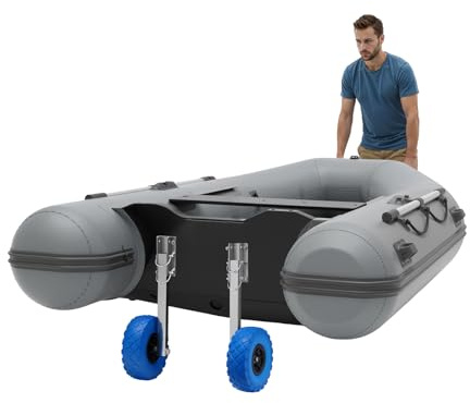 Bateau pneumatique - Roues arrière - Roues pneumatiques - En acier inoxydable - Avec pneus de 9,84 - Roues de transport - Remorques de bateau - Amovibles - Charge maximale : 150 kg - Pour bateaux