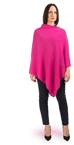 DALLE PIANE CASHMERE - Poncho 100% cachemira - Made in Italy - Mujer | Poncho envolvente, talla única, perfecto para viajes y por la ciudad, un elegante regalo para ella, fabricado en Italia