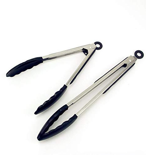 Pinze da Cucina,Pinze per Barbecue Multiuso 9& 12 Pinze per Alimenti Silicone Antiscivolo Resistente al Calore in Acciaio Inox con Clip di Bloccaggio