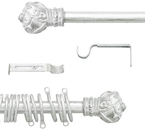 AT17 Gardinenstange Shabby Chic Silver Decor Collection 120-210 cm
