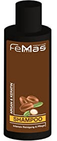 FemMas Argan & Keratin Shampoo mit pflanzlichen Ölen und Proteinen I Arganöl Shampoo I Reichhaltiges Protein Shampoo für gesundes und geschmeidiges Haar I Friseur-Qualität I 300ml