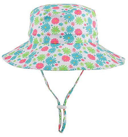 LACOFIA Kleinkind Baby Sonnenhut Kinder Mädchen Sommer Mütze UPF 50+ Hut für Strand Schwimmen Schwimmbad Breiter Krempe/Schnell Trocknend Rot 3-7 Jahre