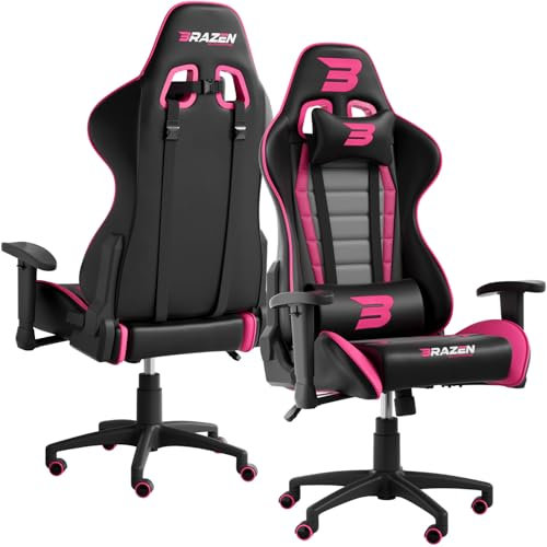 BraZen Sentinel PC Adult Chairs Gaming Chair for Adults Ergonomic Office Seat Computer Gaming Chairs for Adults Video Game Chaors Gamer PC - Pink