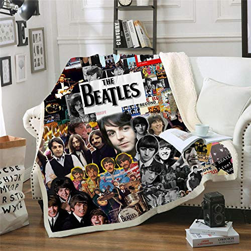 WXhGY Sherpa Flanell Decke Grau 150 x 200 cm Die Beatles Hochwertige Wohndecken,Doppelseitige extra Dicke Warm Super Flausch Fleecedecke als Sofadecke und Haustier Decke,Verbessert den Schlaf