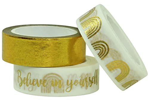 Papierdrachen 3 Rollen Washi Tape - Dreaming - Klebeband zum Dekorieren von Bullet Journals und Geschenken - Masking Tape Set für Scrapbooking und DIY-Projekte