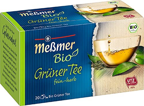 Meßmer Bio Grüner Tee | fein-herb | 20 Teebeutel | Vegan | Glutenfrei | Laktosefrei