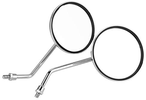 Motorradspiegel, Yctze 1 Paar 8mm Rechts und Links Motorrad Rückspiegel Rund Motorrad Rückspiegel Universal für mofa spiegel chrom,rückspiegel rund chrom,motorrad spiegel chrom,runde spiegel motorrad,