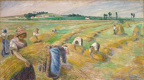 Leinwand-Rahmen mit amerikanischer Box The Harvest Pissarro Camille – Querformat horizontaler Kunstdruck Impressionismus Impressionist Post Impressionismus pos schwebender Rahmen 29_X_53_in