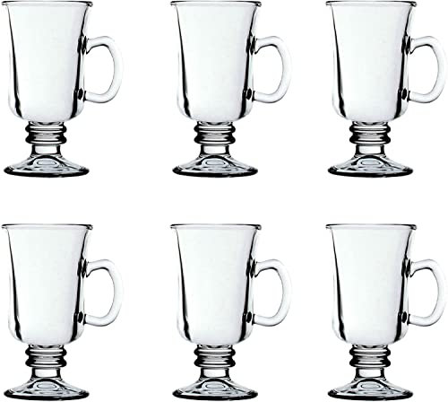 Acense Irish Coffee Glasses Set 6 Pieces, Perfect Vessel, Contemporary Design, Durable Glass, Elegant Look, Capacity: 250ml/8.5fl.oz