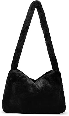 Flauschige Y2K-Umhängetasche für Damen, große süße Plüschtasche, Kunstpelz, für Herbst und Winter.