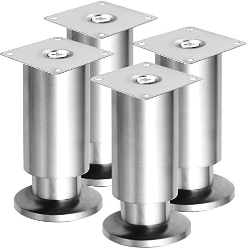 TCHOSUZ 6 inch / 15cm Metal Furniture Legs, Pack of 4 Modern Stainless Steel Tapered Replacement Feet for Home DIY Projects Couch Sofa Cabinet Nightstand TV Stand