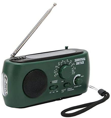 Radio Portable FM/AM/SW, Radio d'urgence Météo 800mAh, Manivelle/Pile et Secteur/Solar Poste Radio Transistor, Radio Solaire avec Lampe LED, Alarme SOS pour la Randonnée et l'Extérieur