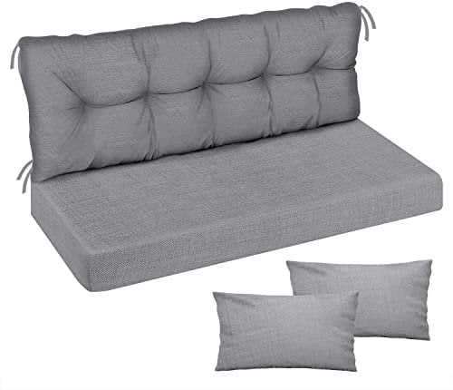 Ferocity Auflage für Hollywoodschaukel 100x50x50 Gartenbankauflage und 2 Kissen Palettenauflage Bankauflage Sitzkissen und Rückenkissen Matratze Sitzpolster Gartenpolster Glatt-Pik Flachs [133]