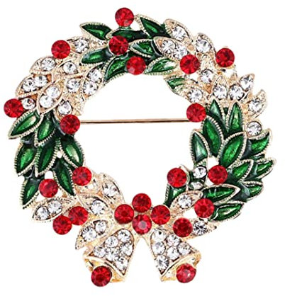 Weihnachten Brosche Pins Kranz Brosche Xmas Party Feier Dekor Goldene Weihnachten Brosche