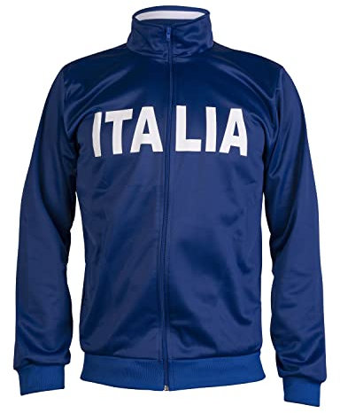 JL Sport Italien Italien Nationalmannschaft 1990 Fußballjacke Retro Stil Vintage Track Fußball Top, blau, L