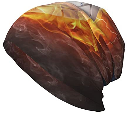 ANGYANG Totenkopfmütze Ice and Fire Volleyball Strickmütze Polyester Balaclava Slouchy Beanie Mütze Laufmütze