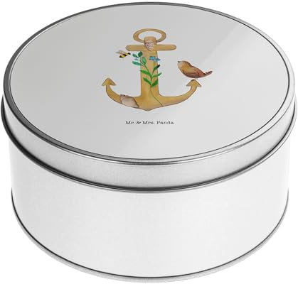 Mr. & Mrs. Panda Blechdose rund Anker Gold - Geschenk, Outdoor, Aufbewahrungskiste, Metallbox, Metallkiste, Vorratsdose, Aufbewahrungsbox,