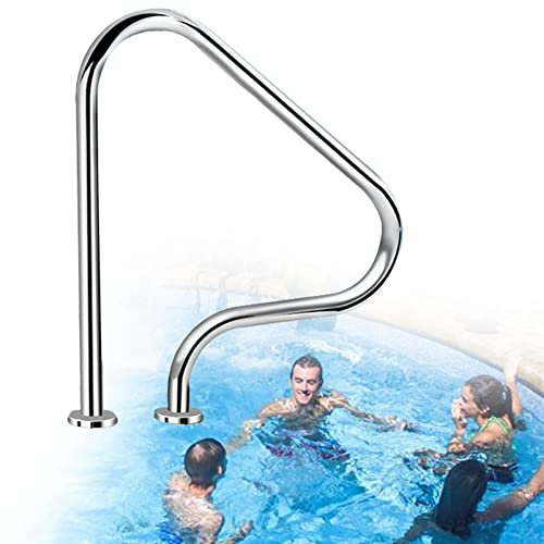 Pool-Sicherheitshandlauf Pool-Schiene Pool-Geländer Pool-Schiene 80 x 80 cm Pool-Geländer mit blauer Griffabdeckung 250 lbs Tragfähigkeit Silber rostfreier humanisierter Pool-Handlauf/80 x 80 cm
