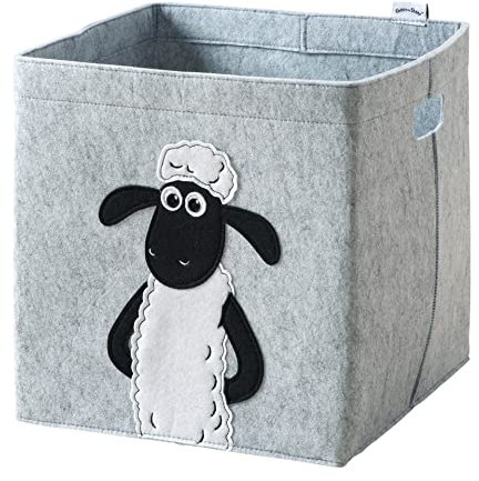 LIFENEY meets Shaun das Schaf Aufbewahrungsbox für Kinder – Filz-Box mit dem kultigen Schaf zum Verstauen von Spielzeug – 30 x 30 x 30 cm passend für klassische Würfelregale