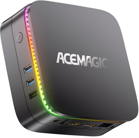 ACEMAGIC AK1Plus RGB Mini PC, Ιntel Alder Lake Ν95 de 12e génération (jusqu'à 3,40 GHz), 16 Go DDR4 512 Go SSD Mini Ordinateur de Bureau avec WiFi5 | BT4.2 | 4K UHD | Lumière RVB | RJ45