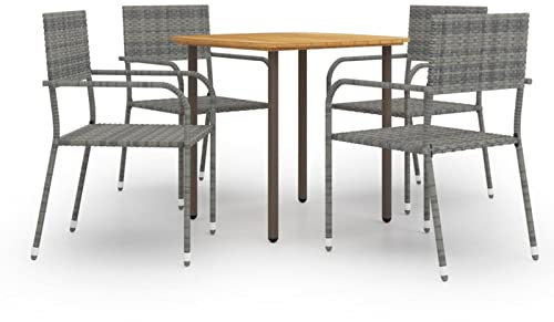 Camerina 5-TLG. Garten-Essgruppe GartenmöBel Set GüNstig Essgruppe Mit StüHlen Garten Tische FüR DraußEn Sitzgruppe Outdoor Poly Rattan Anthrazit 3072490