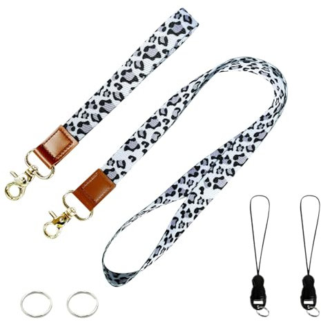 PAITOK Cordon tour de cou et dragonne avec fermoir en métal,tour de cou personnalisé avec deux anneaux porte-clés en métal pour porte-badge d’identité, clés et breloques