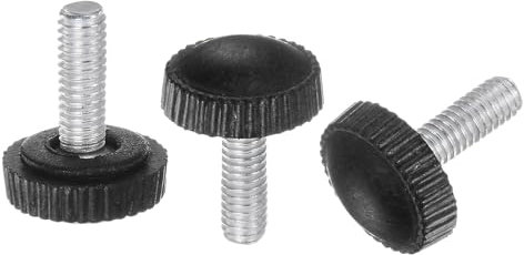 QUARKZMAN 20pz Manopole Zigrinate con Filettatura Maschio M4 x 14mm, Vite a Mano Pomelli di Bloccaggio con Maniglia in Plastica Asta Filettata, Nero