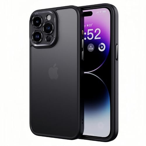 Kingmate Kompatibel für iPhone 15 Pro Max Hülle, Military Grade Stoßfeste Kratzfeste Schutzhülle iPhone 15 Pro Max, Transluzente Minimalistische Case Ultra dünn,Voll Kameraschutz, Matte Schwarz