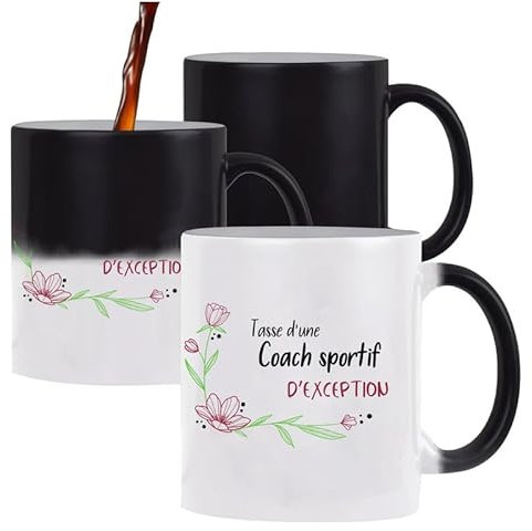 Planetee Tasse Magique Coach sportif d'exception Femme | Mug qui change couleur avec la chaleur | Idée Cadeau Collègue Travail Retraite
