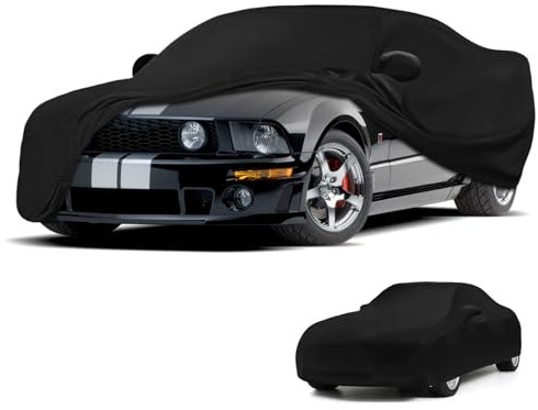 Autoabdeckung Indoor Kompatibel mit Ford Mustang 2005-2024, Stretch Soft Satin Maßgeschneidert Atmungsaktiv Staubschutz Vollgarage Autoabdeckung für Tiefgarage, Autoausstellung