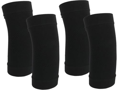 COMNICO Lot de 4 coudières élastiques et respirantes en nylon - Coudières de compression - Manchons de soutien - Soulagement de la douleur - Pour homme et femme - Noir