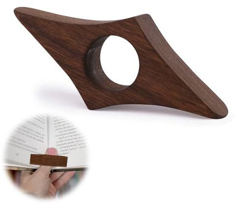 Book Page Holder, Page Holder Wooden Thumb Book Page Holder Novel Reading Accessories Wooden Bookmark Thumb Book Holder for Readers, Book Lovers, Bookworm, Literary (Red Walnut Color, M)