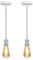 LEDSone Vintage Ceiling Pendant Light Metal 2 Pack 95cm Twisted Braided Adjustable Cable with E27 Light Fitting Lamp Holder for Kitchen Living Bedroom Dining Room Restaurant (Pack 2 - White)