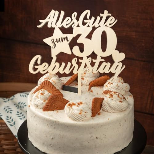 Tortendeko 30 Geburtstag Frauen Männer aus Holz 5MM, Kuchendeko 30. Geburtstag Deko, Alles Gute zum 30. Geburtstag Cake Topper