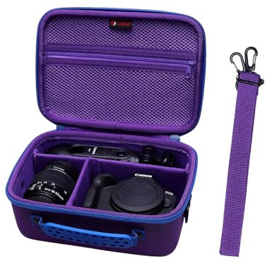 XANAD Hard SLR Case for Canon EOS R100 / R50 / R8 / R7 / R6 / R5 Mirrorless Camera Content Creator Kit for Vlogging Digital Camera and Tripod (Purple)