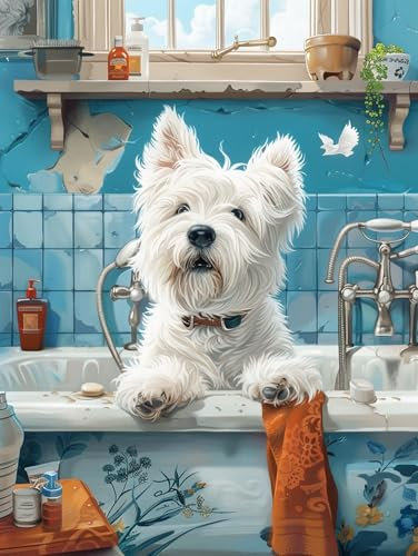 Reofrey - Chien Peinture Numero Adulte Peinture Enfants | Animal Peinture par numéros Kits | Set Peinture Acrylique DIY avec pinceaux | 40x50 cm sans Cadre