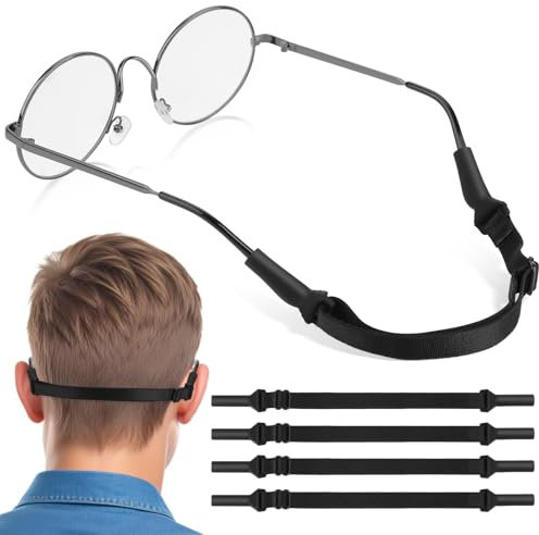 AOZUO 4 Stück Brillenband Sport,Brillenkette,Brillenband Schwimmfähig Brillenbänder Brillenhalter Ohr Herren Verstellbarer Brillen Halteriemen Sonnenbrillenband Brillenzubehör für Männer Frauen Kinder