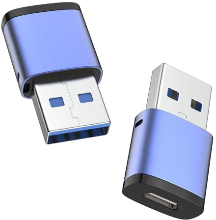 MoKo Adattatore USB a USB C 2 Pezzi, Adattatore da Femmina di Tipo C a Maschio USB 3.0 da 5Gbps Connettore Caricatore USB C Compatibile con iPhone 16 15 14 13, Apple Watch 10 9 8 7, AirPods 4, CarPlay