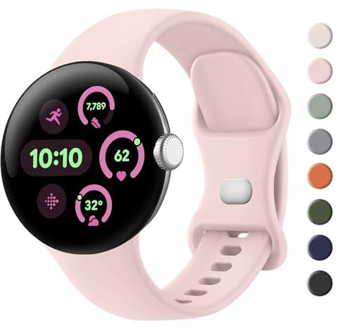Oumida Bracelet Compatible avec Google Pixel Watch 3 41mm / 2 / 1, Sport Silicone Souple Coloré (Rose, S)