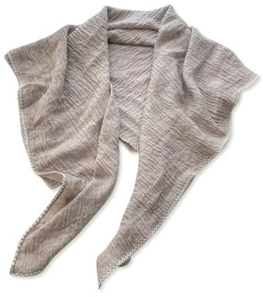 LumiSyne Foulard Froissé Pour Femme Foulard Carré Couleur Unie Coton Lin Sensation Écharpe Avec Texture Plissée Et Bordure En Dentelle Style Littéraire Vintage Léger Doux Foulards De Tête Châle