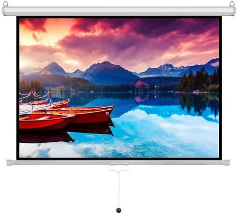 SOYDAN Manuell Herunterziehbare Projektor-Leinwand mit Automatischer Verriegelung, 16:9 4K HD 3D-Wandhalterung Einziehbarer Breitbild, Beamer Leinwand für Heimkino Kino Büro Film TV Spiel(84 inch)